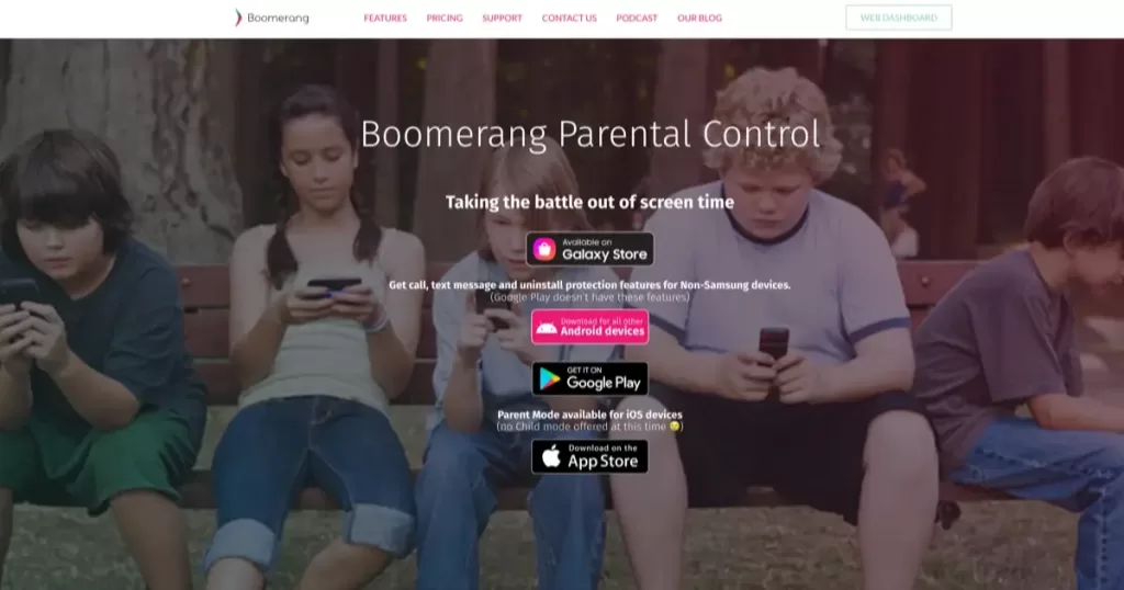 Boomerang monitor kid's devices, android and iPhone