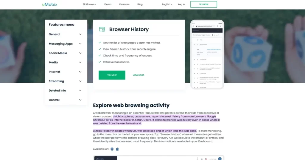 uMobix - Internet History Tracker