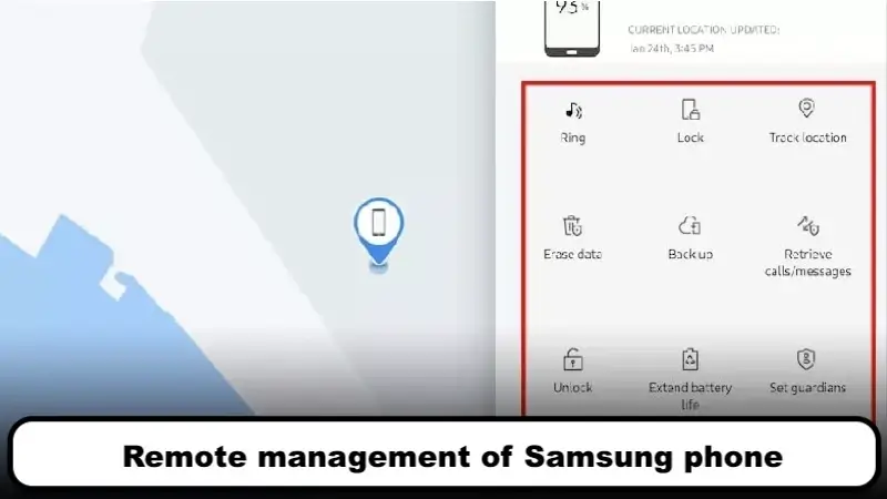 Remote management of Samsung phone