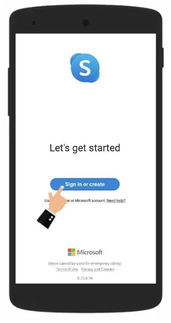 Creating a Skype account on Android