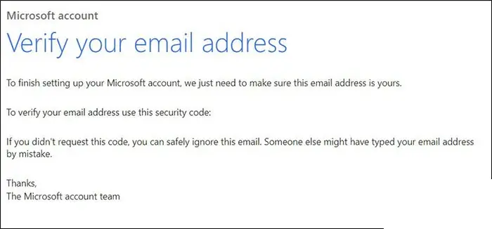 email from Microsoft