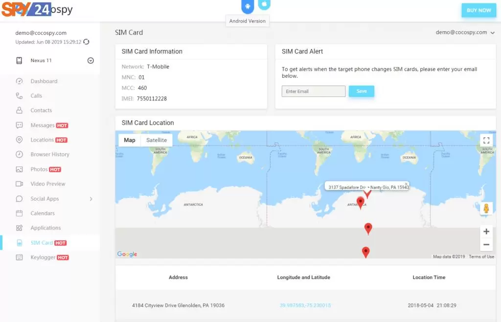 Cocospy Phone Finder and SIM Card Tracker