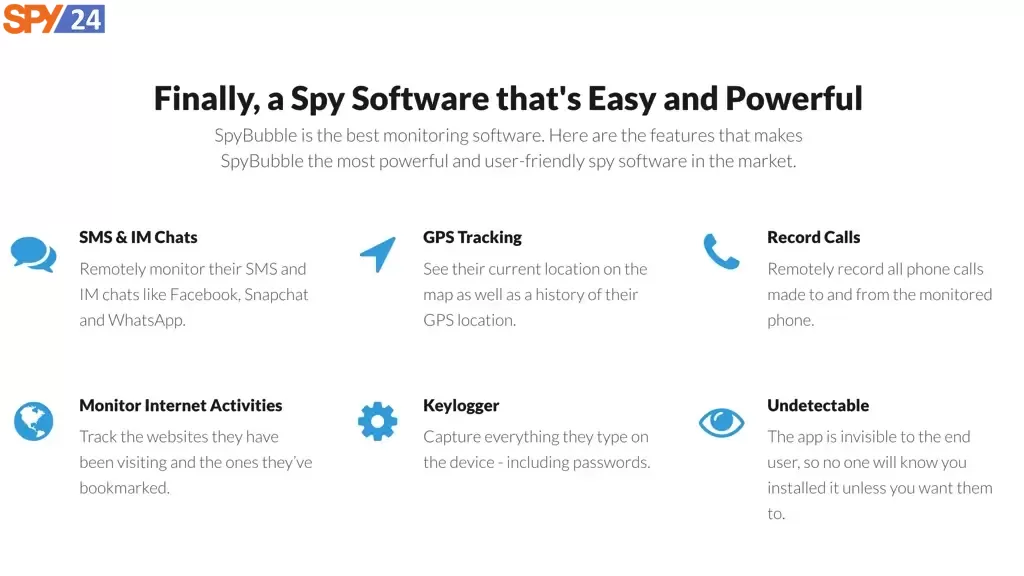 SpyBubble Reviews – SpyBubble includes the following spy features: