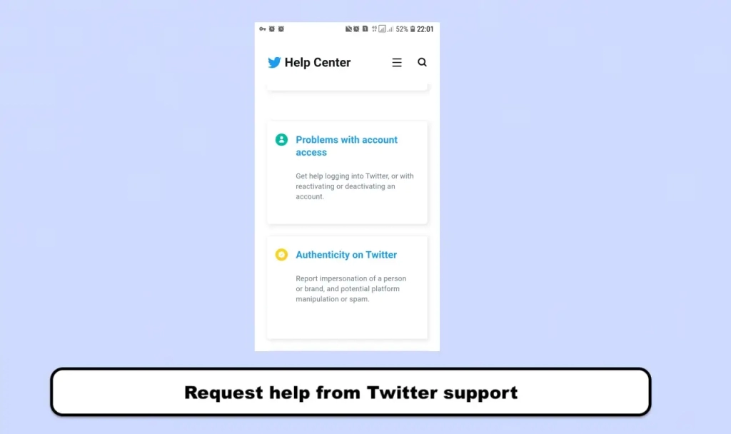 Request help from Twitter support