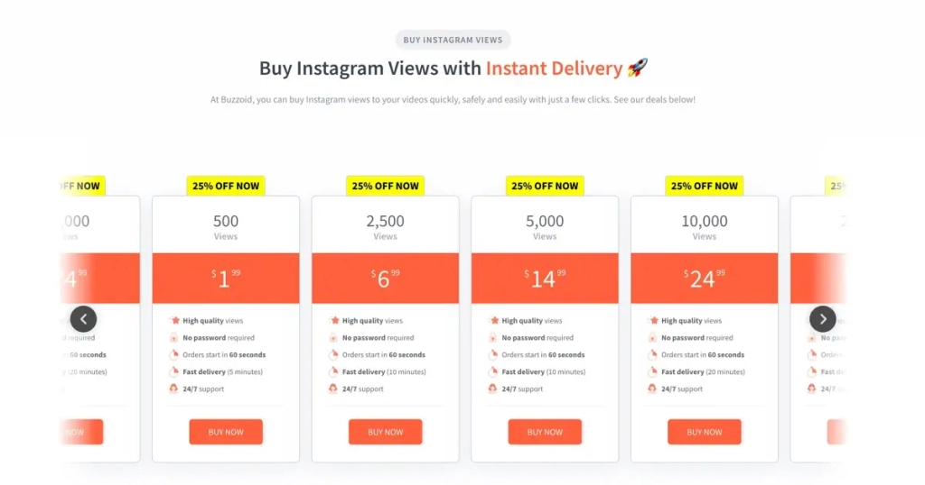 Buzzoid Pricing Instagram Views 