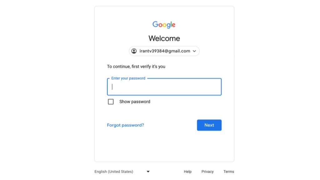 Gmail password again