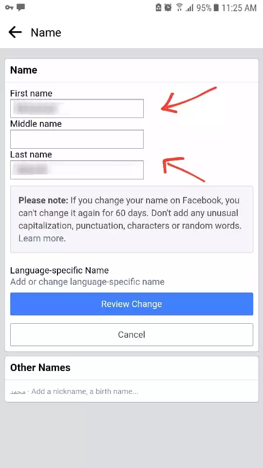 Change the name and confirm