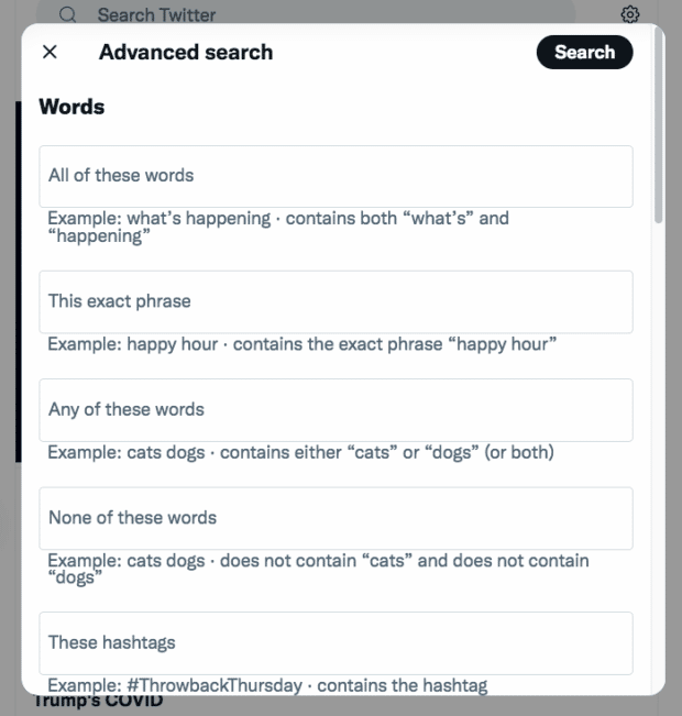  Twitter advanced search page
