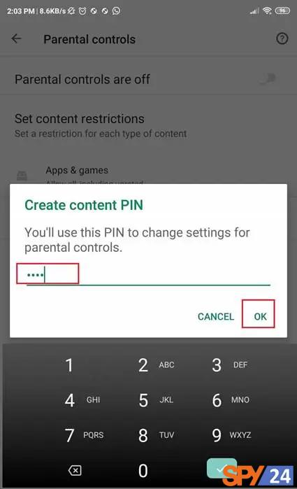 desired PIN or password