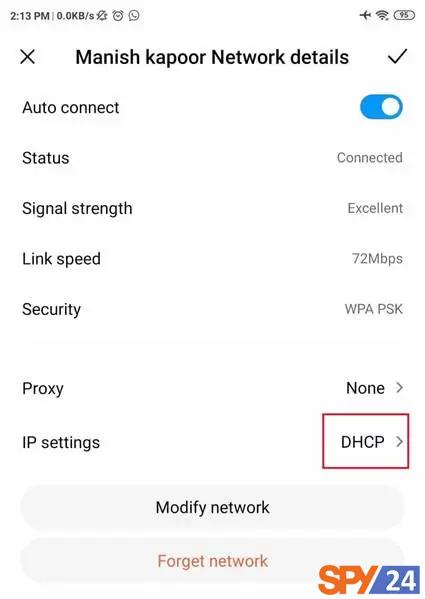 Change DHCP to Static