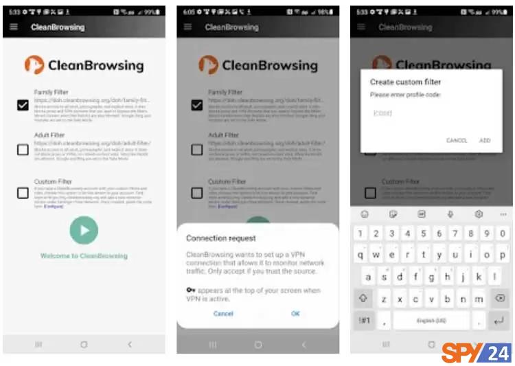 Blocking inappropriate sites on Android with CleanBrowsing