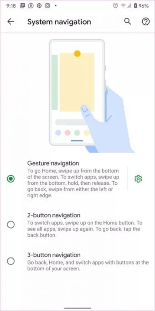 Go to System > Gestures > System navigation and select 3-button.