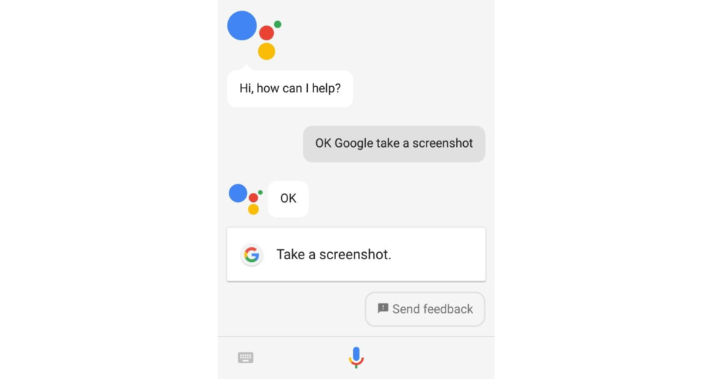 Take a screenshot using GOOGLE ASSISTANT