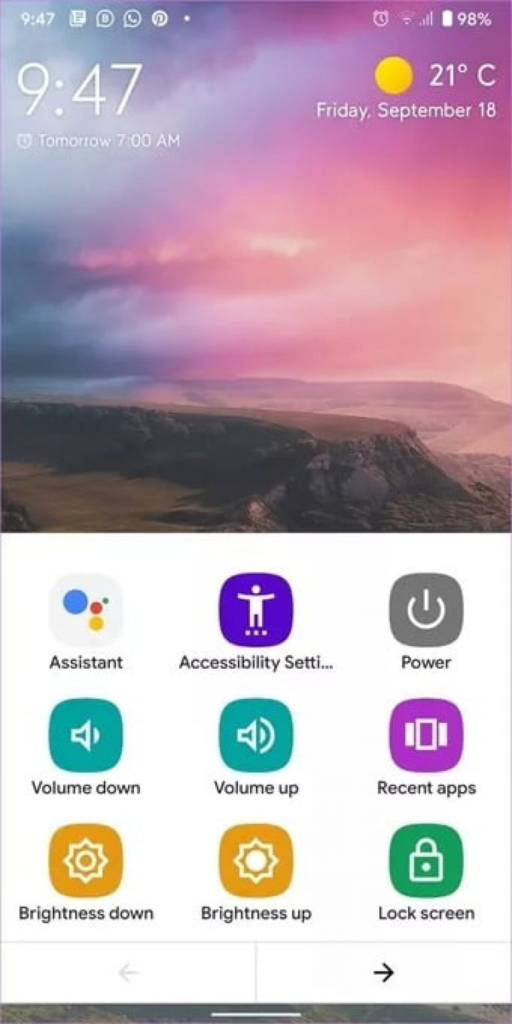 Take a screenshot using the ACCESSIBILITY MENU