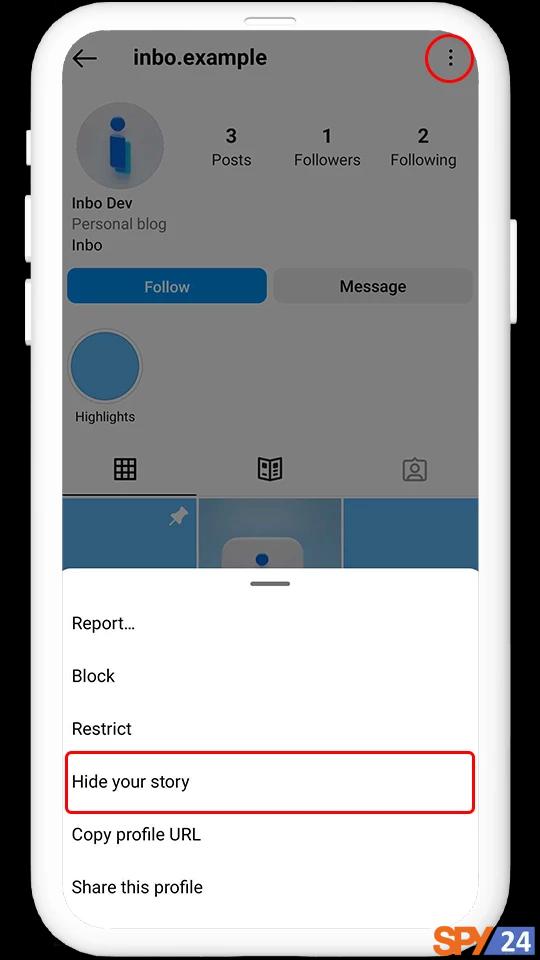 Hiding Instagram stories through the user's profile page