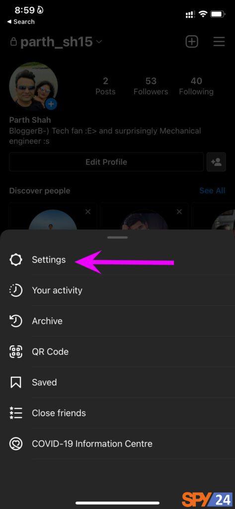 Go to Instagram settings.