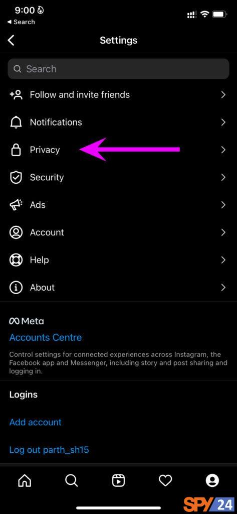 Go to Privacy and tap on Story