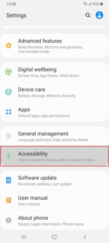 Open the Settings page and select Accessibility.