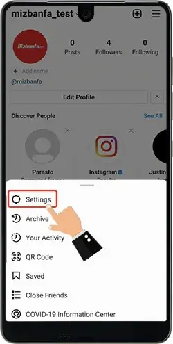 access the Instagram settings page