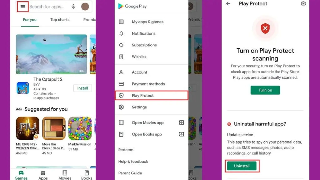 Stopping mSpy through Google Play Store 