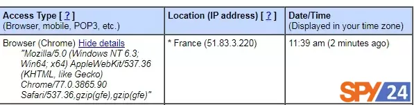Date/Time: when you logged in to Gmail. 