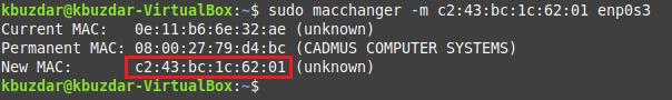 sudo macchanger –m