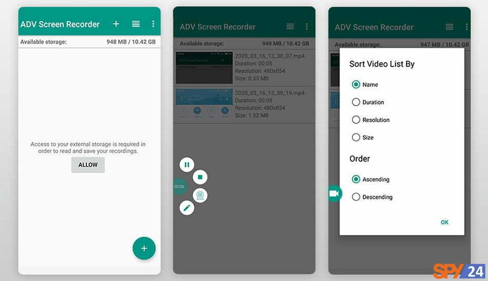 Android screen recording app; ADV Screen Recorder