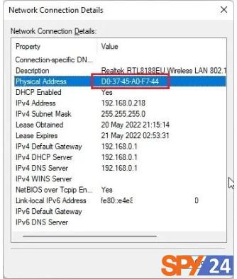 Windows 11 MAC address
