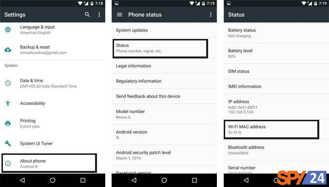 Finding the MAC Address on Samsung Phones: