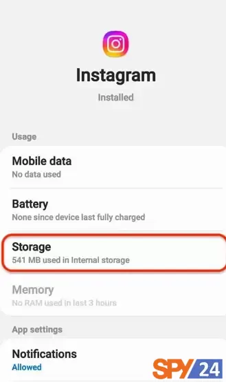 touch the storage option