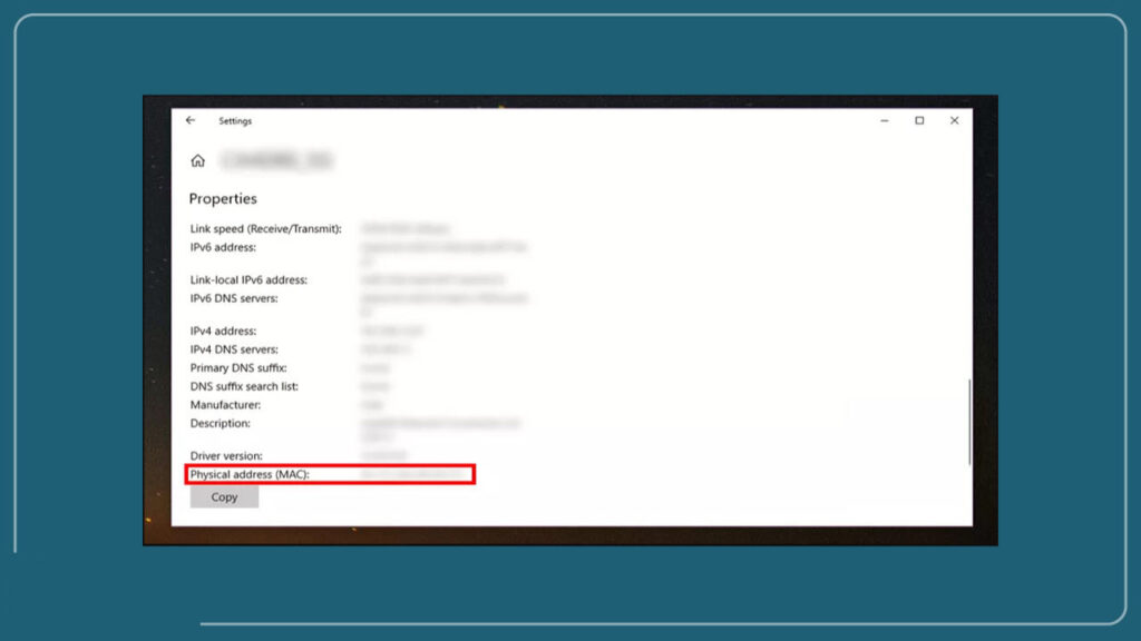 network settings window