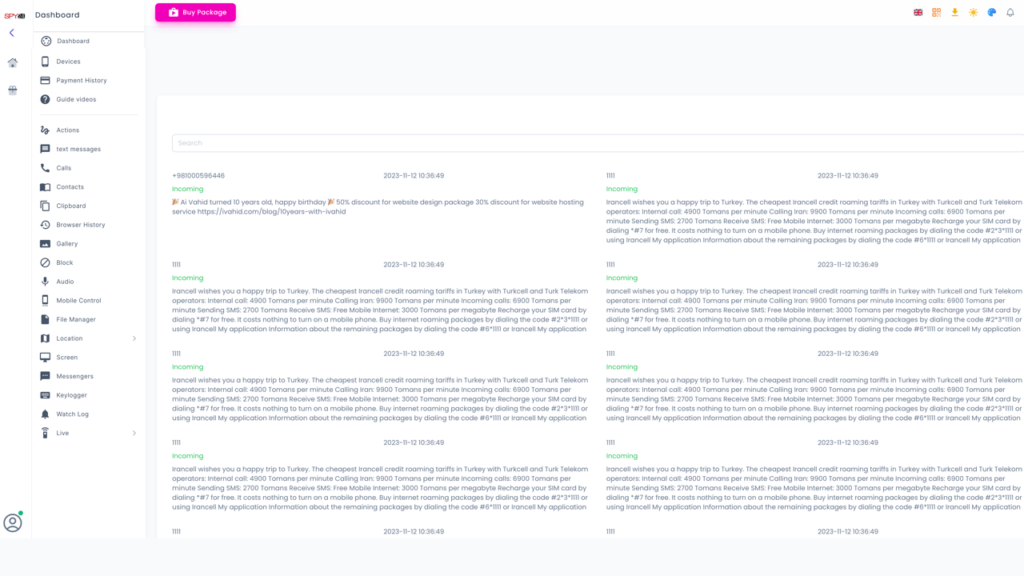 SPY24 Text Messages Monitoring IOS / Android and macOS / PC