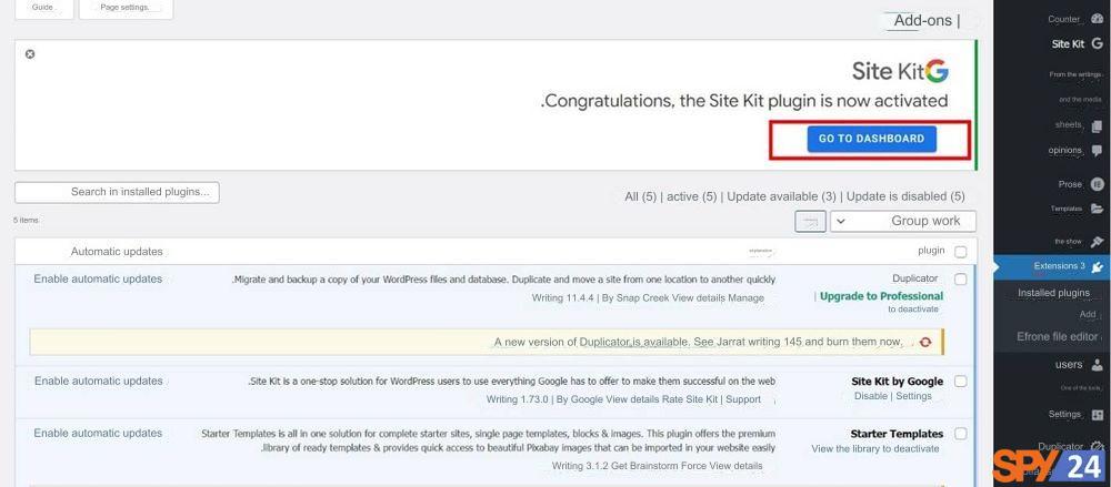 Site Kit by Google plugin for installing Google Search Console